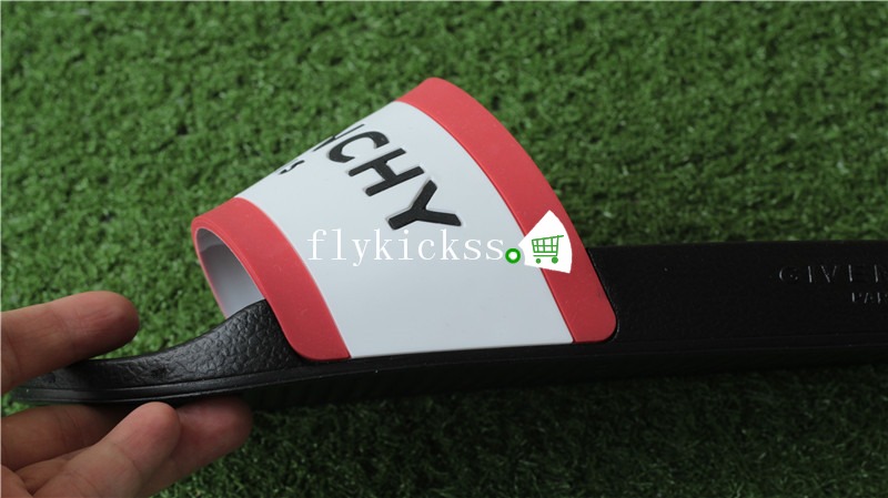 Givenchy Logo Rubber Slides White Red